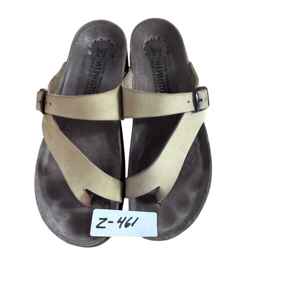 Mephisto Sandals Women Size 40 10 Tan Helen Nubuck Leather Buckle Cork Slip On - Picture 2 of 13